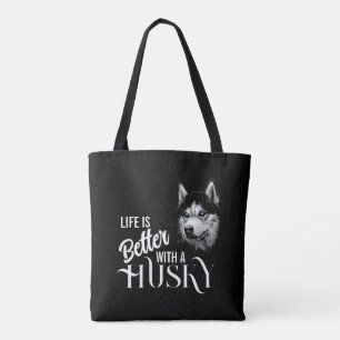 Porträtt Head Siberian husky med blå Öga Tygkasse