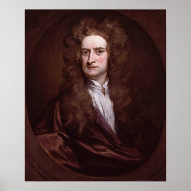 Porträtt Herr Isaac Newton av Herr Godfrey Kneller Poster (Framsidan)
