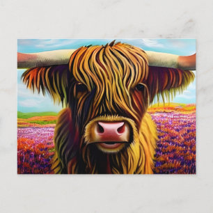 Porträtt Highland Cow Art Vykort