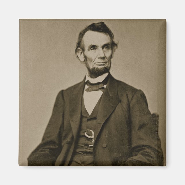 Porträtt i Abraham Lincoln (1809-65) (b/w bild) Magnet (Framsidan)
