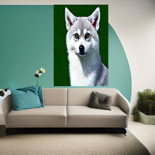 Porträtt i Alaska Klee Kai AI Art Poster