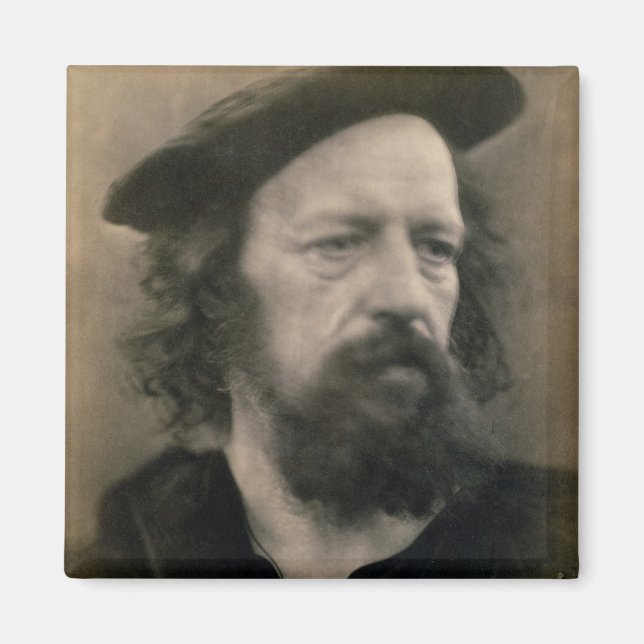 Porträtt i Alfred, Lord Tennyson (1809-92) (b/w p Magnet (Framsidan)