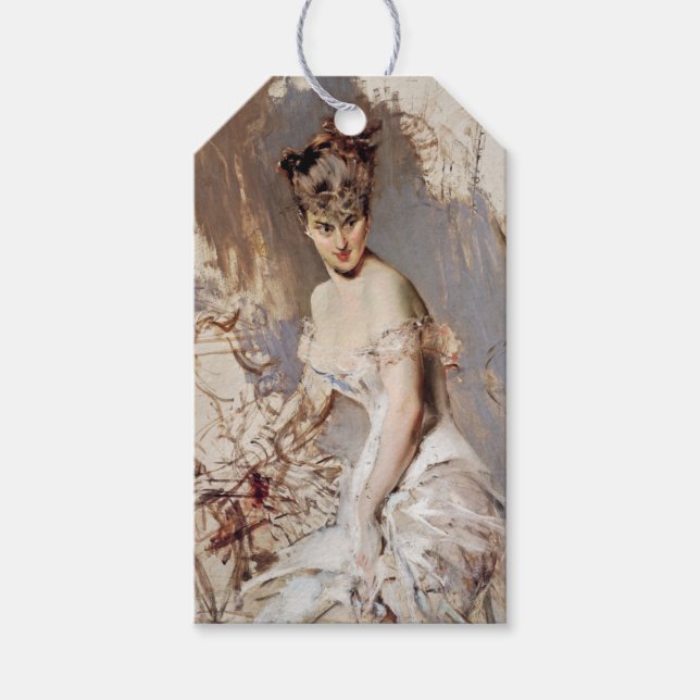 Porträtt i Alice Regnault (kvinnlig skönhet) Presentetikett (Framsidan)