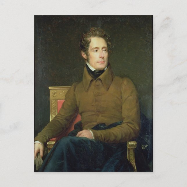 Porträtt i Alphonse de Lamartine , 1831 Vykort (Framsida)