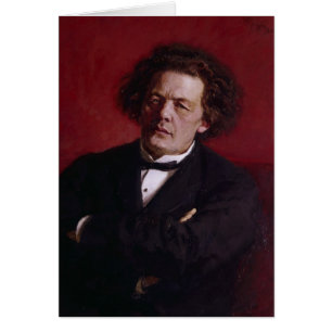 Porträtt i Anton Grigoryevich Rubinstein, 1881 Hälsningskort
