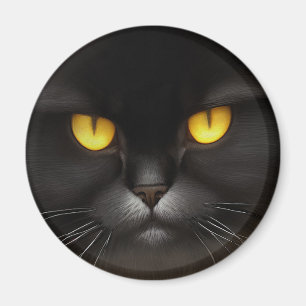 Porträtt i Arg Fluffy Black Persian Cat Ansikte Magnet