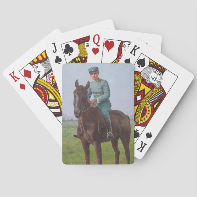 Porträtt i Attilio Triboletti (Cavalry Soldier) Casinokort (Baksidan)