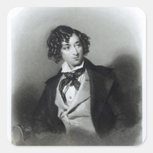 Porträtt i Benjamin Disraeli Esquire M.P. Fyrkantigt Klistermärke