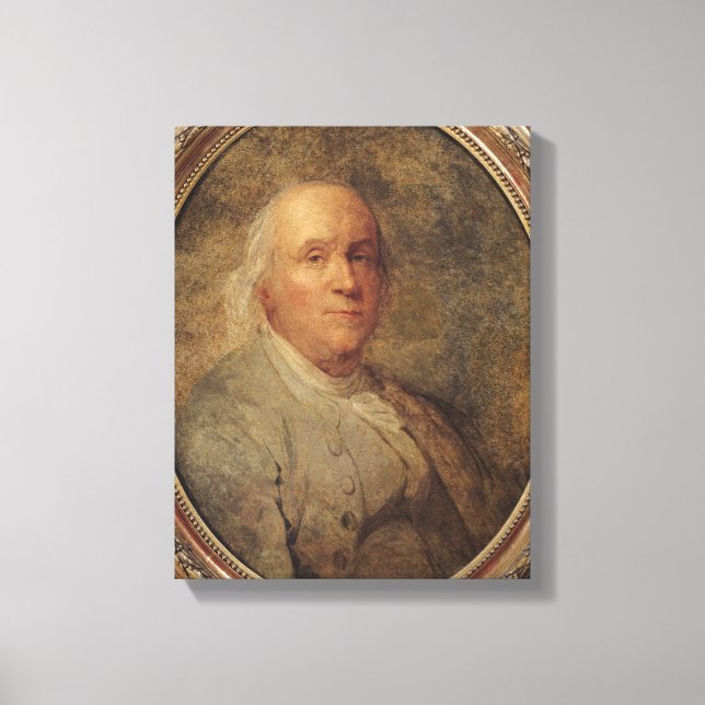 Porträtt i Benjamin Franklin, 1780 Canvastryck (Framsida)