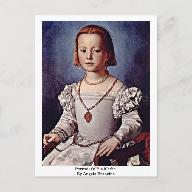 Porträtt i Bia Medici av Angelo Bronzino Vykort (Framsida)
