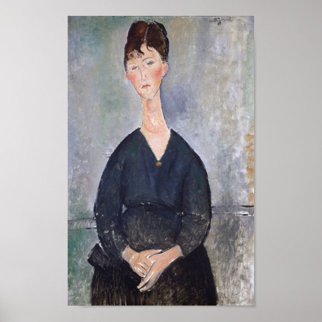 Porträtt i Cafe Singer, Modigliani Poster (Framsidan)