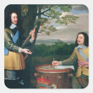 Porträtt i Charles I och Herr Edward Walker Fyrkantigt Klistermärke