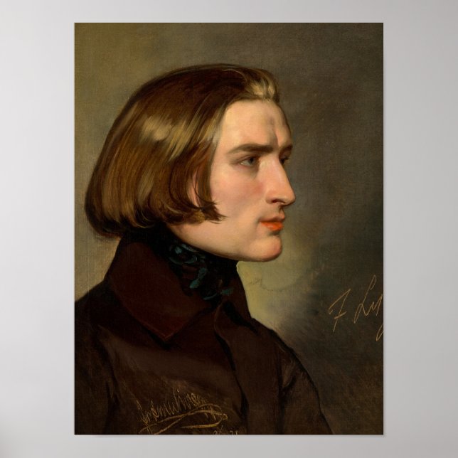 Porträtt i Composer Franz Liszt, 1838 Poster (Framsidan)