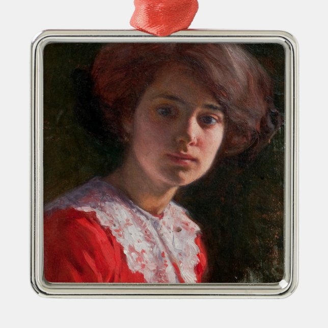 Porträtt i Dam (av Elin Danielson-Gambogi) Julgransprydnad Metall (Framsidan)