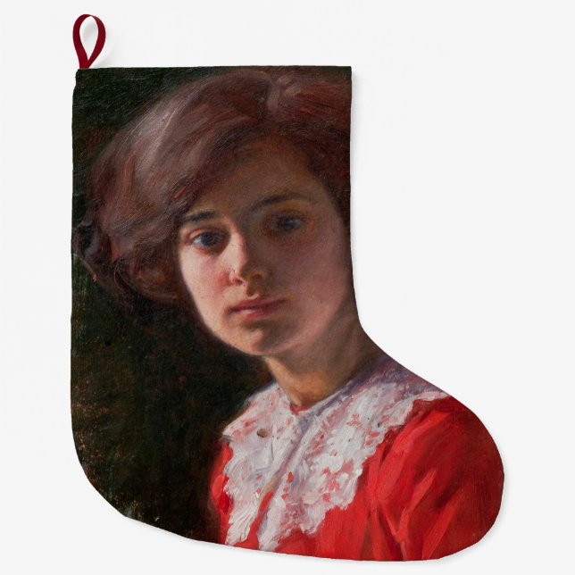 Porträtt i Dam (av Elin Danielson-Gambogi) Stor Julstrumpa (Framsidan)