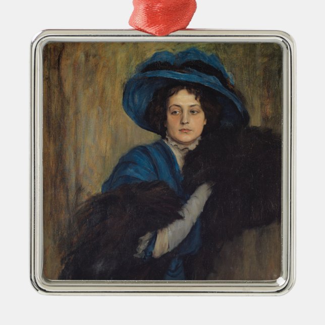 Porträtt i Dam i blått (Raimundo de Madrazo) Julgransprydnad Metall (Framsidan)