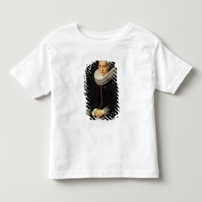 Porträtt i Dam i en svart klänning T-shirt (Framsida)