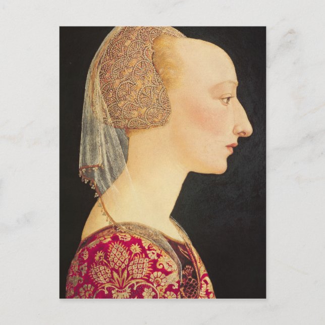 Porträtt i Dam i Röd, 1460-70 Vykort (Framsida)