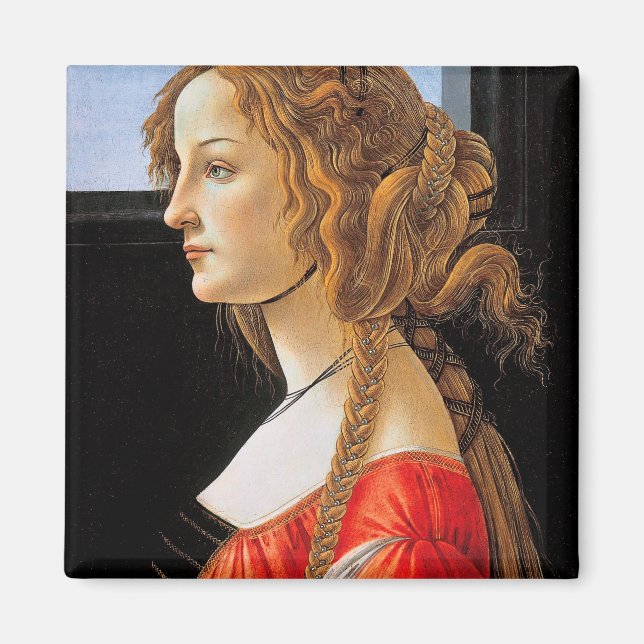 Porträtt i Dam, Sandro Botticelli Magnet (Framsidan)