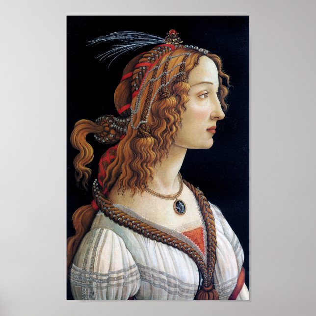 Porträtt i Dam, Sandro Botticelli Poster (Framsidan)