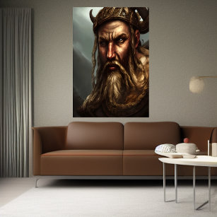 Porträtt i dansk viking   AI Art Poster