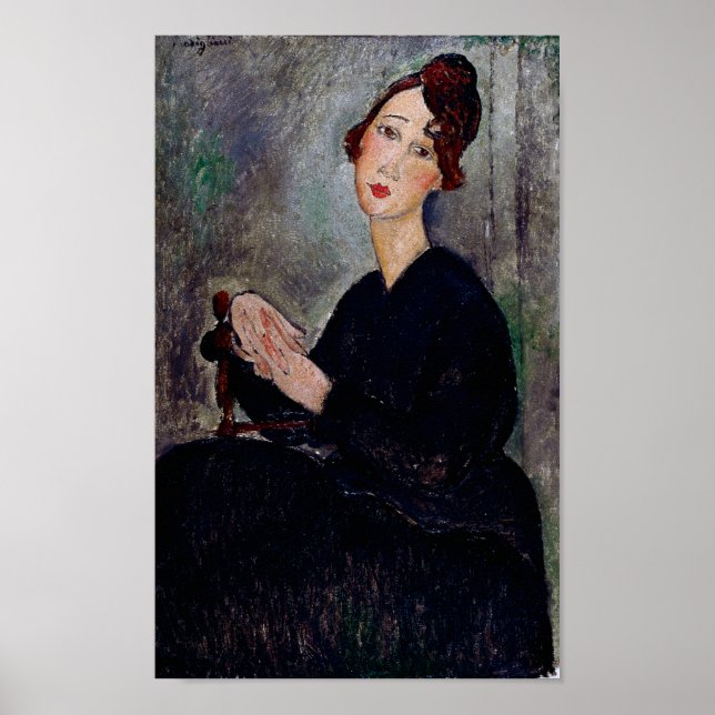 Porträtt i Dedie, Modigliani Poster (Framsidan)