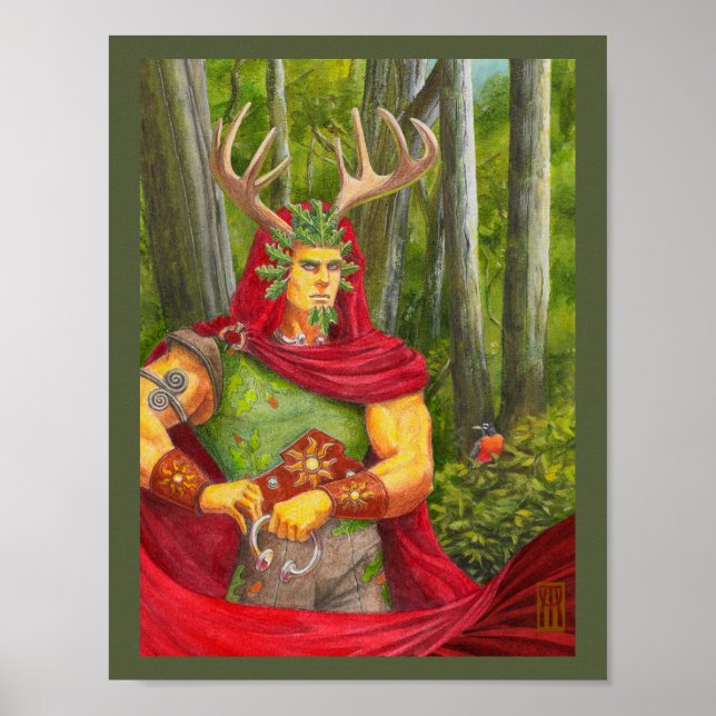 Porträtt i den keltiska eken Kung Poster (Framsidan)