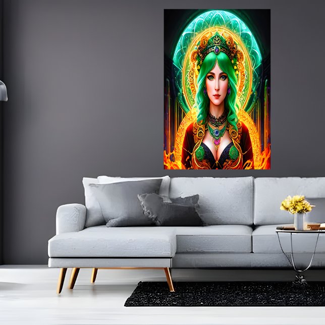 Porträtt i den keltiska gudinnan Abnoba | AI Art Poster (Skapare uppladdad)