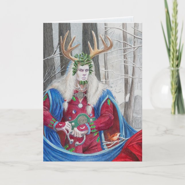 Porträtt i den keltiska Holly Kung Kort (Framsida)