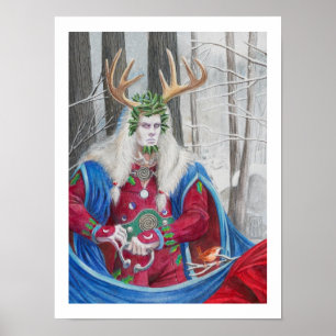 Porträtt i den keltiska Holly Kung Poster