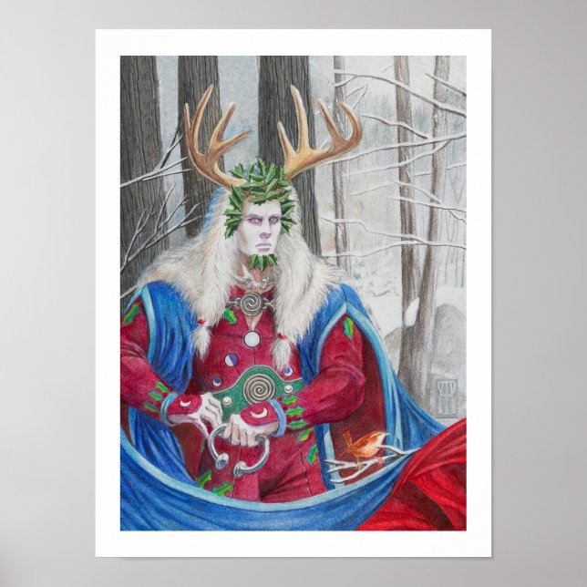 Porträtt i den keltiska Holly Kung Poster (Framsidan)