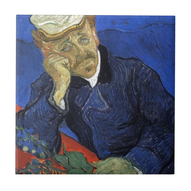 Porträtt i Doktor Gachet av Van Gogh Kakelplatta (Framsidan)