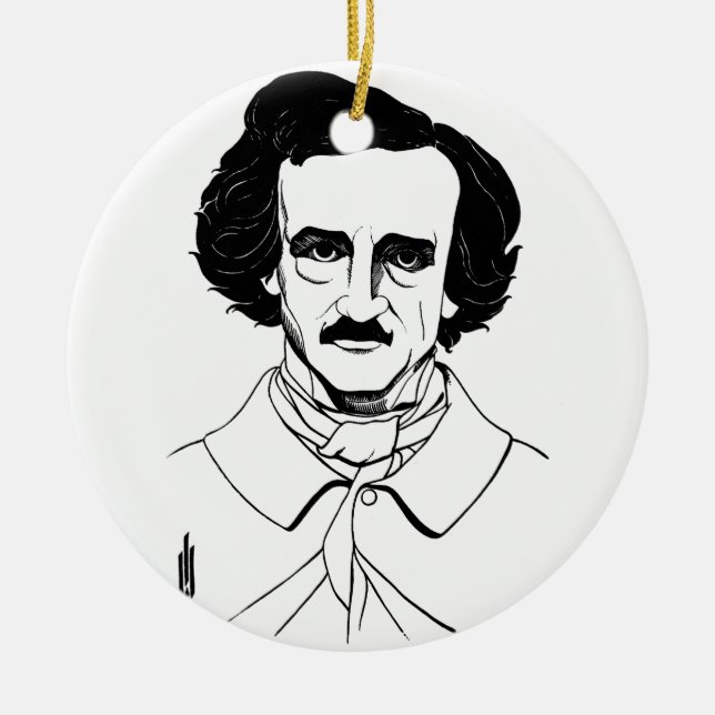 Porträtt i Edgar Allan Poe Julgransprydnad Keramik (Framsidan)