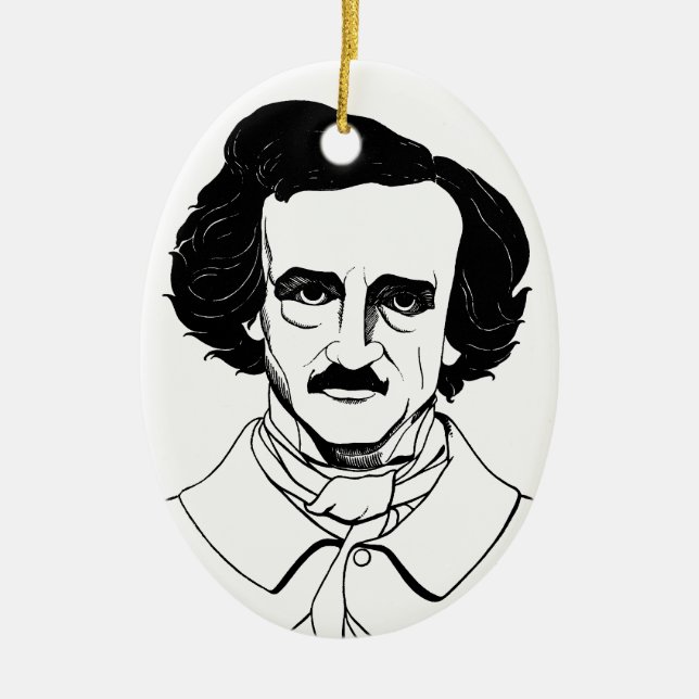 Porträtt i Edgar Allan Poe Julgransprydnad Keramik (Framsidan)