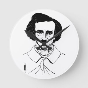 Porträtt i Edgar Allan Poe Rund Klocka