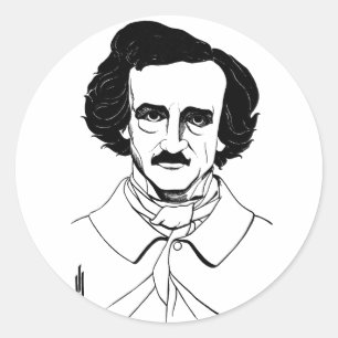 Porträtt i Edgar Allan Poe Runt Klistermärke