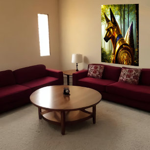 Porträtt i Egyptens gud Anubis AI Art Poster