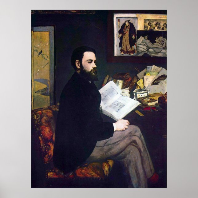 Porträtt i Emile Zola av Edouard Manet Poster (Framsidan)
