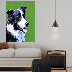 Porträtt i en adabel gräns-kollie AI Art Poster