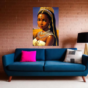 Porträtt i en afrikansk prinsessa   AI Art Poster