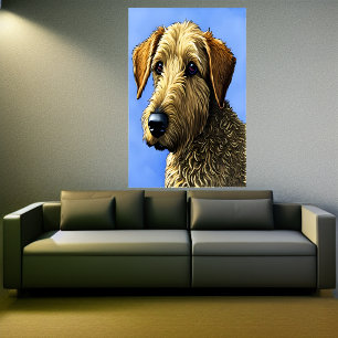 Porträtt i en Airedale Terrier   AI Art Poster