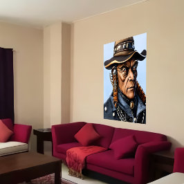 Porträtt i en Alien Cowboy med hatt | AI Art Poster