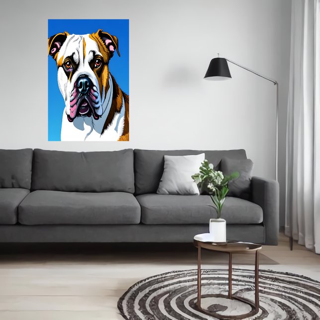 Porträtt i en amerikansk bulldog | AI Art Poster (Skapare uppladdad)