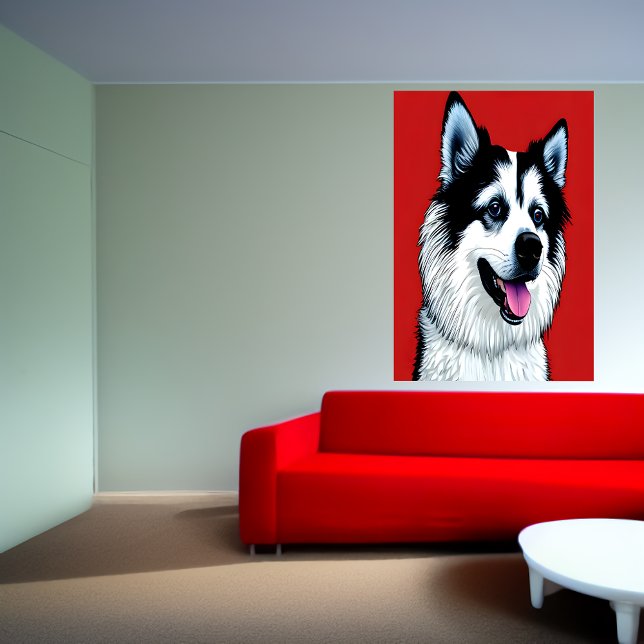 Porträtt i en amerikansk eskimo Hund | AI Art Post Poster (Skapare uppladdad)