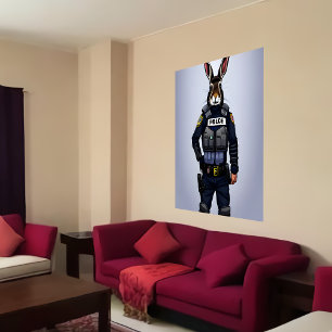Porträtt i en bäcken i polisuniform AI Art Poster