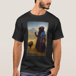 Porträtt i en bison i Shaman Clothing Fullt Charac T Shirt