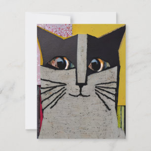 Porträtt i en Cat Collage Art Anteckningskort