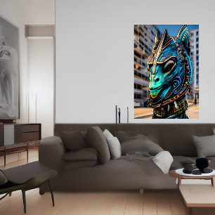 Porträtt i en coola Reptilian-utlänning AI Art Poster