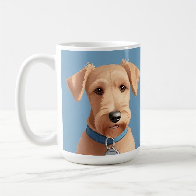 Porträtt i en cute Hund med blå kronor Kaffemugg (Vänster)
