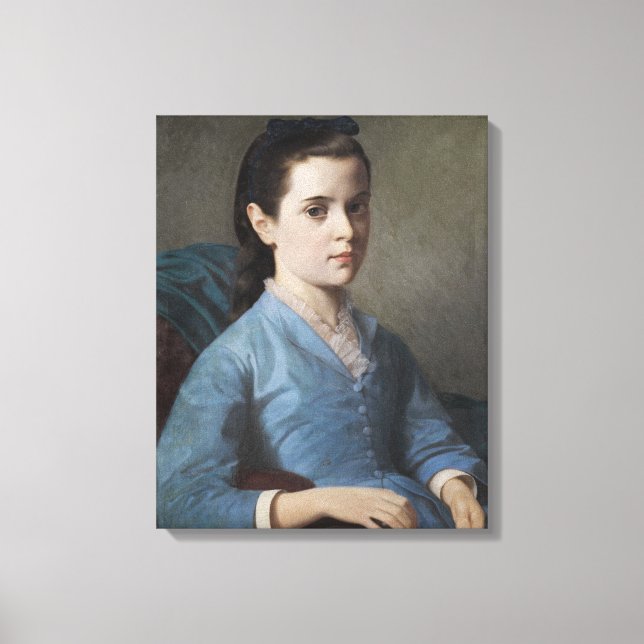 Porträtt i en Elegant Girl (av Leloir) Canvastryck (Framsida)